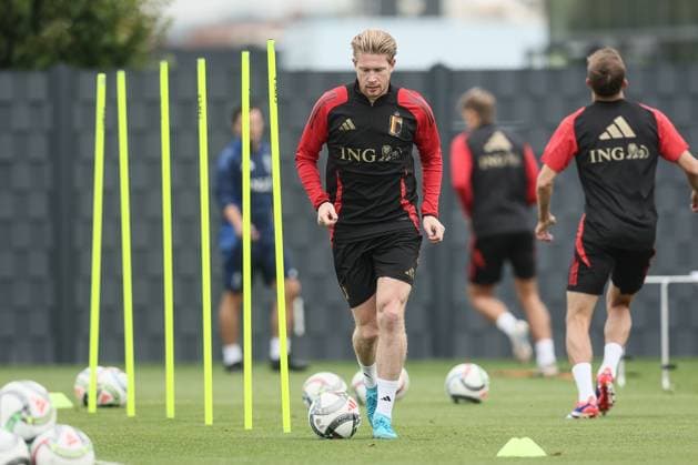 Belgium s Kevin De Bruyne pictured during a training session of the Belgian national soccer team Red Devils, at the Royal Belgian Football Association s training center, in Tubize, Tuesday 03 September 2024. The Red Devils are playing against Israel on Friday, for the Uefa Nations League 2025. BRUNOxFAHY  x99645672x