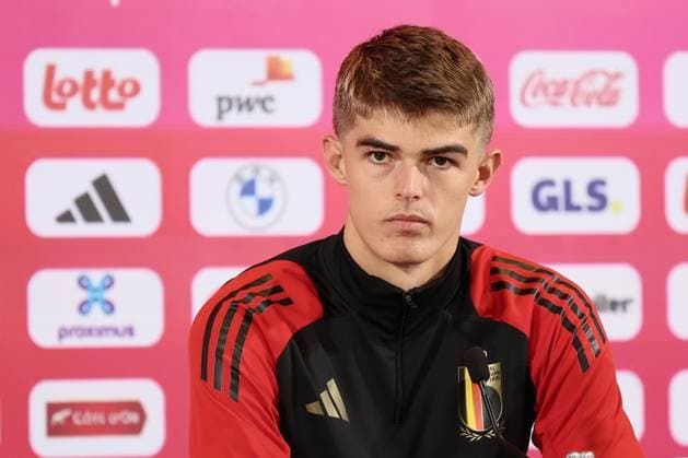 Belgium s Charles De Ketelaere pictured during a press conference, PK, Pressekonferenz of the Belgian national soccer team Red Devils, at the Royal Belgian Football Association s training center, in Tubize, Tuesday 03 September 2024. The Red Devils are playing against Israel on Friday, for the Uefa Nations League 2025. BRUNOxFAHY x99649579x