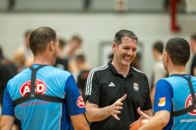 Ty Harrelson Ratiopharm Ulm, Head Coach , with the referee team, Clemens Fritz, E Streite, GER, MHP Riesen Ludwigsburg vs Ratiopharm Ulm, Basketball, Test match, Season 2024 2025, 03 09 2024, GER, MHP Riesen Ludwigsburg vs Ratiopharm Ulm, Basketball, Test match, Season 2024 2025, 03 09 2024 Ludwigsburg Copyright: xEibner-Pressefoto SaschaxWaltherx EP_EER