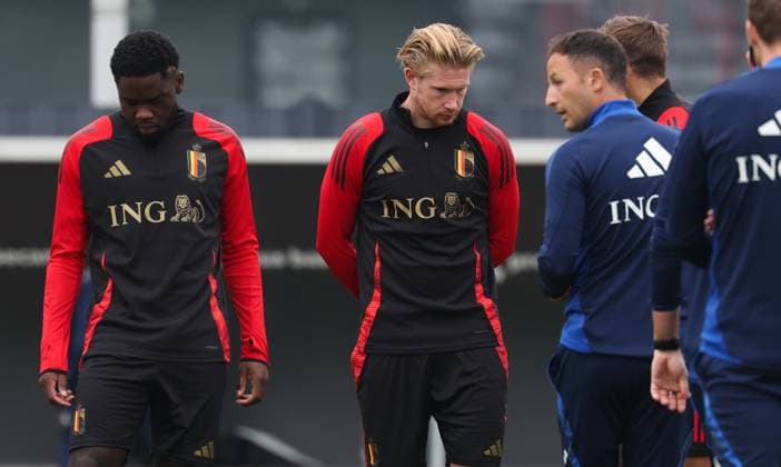 Belgium s Kevin De Bruyne pictured during a training session of the Belgian national soccer team Red Devils, at the Royal Belgian Football Association s training center, in Tubize, Wednesday 04 September 2024. The Red Devils are playing against Israel on Friday, for the Uefa Nations League 2025. VIRGINIExLEFOUR  x99750889x