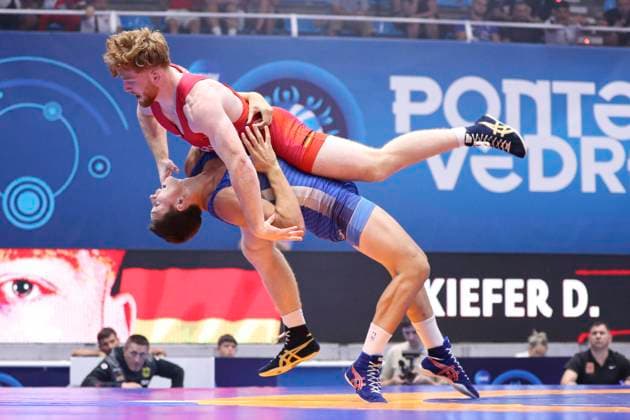 U20 World Championships 2024 97kg GR Yehor Yakushenko UKR df Darius Kiefer GER Pontrevedra Spain Copyright: xUnitedxWorldxWrestlingx xJakexKix United World Wrestling Jake Ki