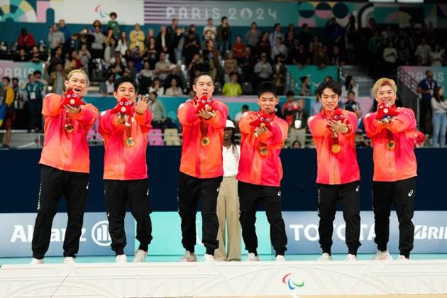 Japan team group, Mannschaftsbild, Totale SEPTEMBER 5, 2024 - Goalball : Mens Medal Ceremony at South Paris Arena during the Paris 2024 Paralympic Games in Paris, France. Noxthirdxpartyxsales  (265524495)