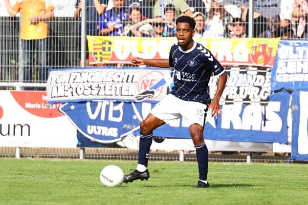 Soccer I Men I Season 2024 2025 I Regionalliga Nord I 8 Matchday I SV Todesfelde VFB Oldenburg I 07 09 2024 Aurel Loubongo M Boungou 35, VFB Oldenburg Todesfelde Joda Sportpark Schleswig Holstein Germany Copyright: xLobeca RalfxHomburgx