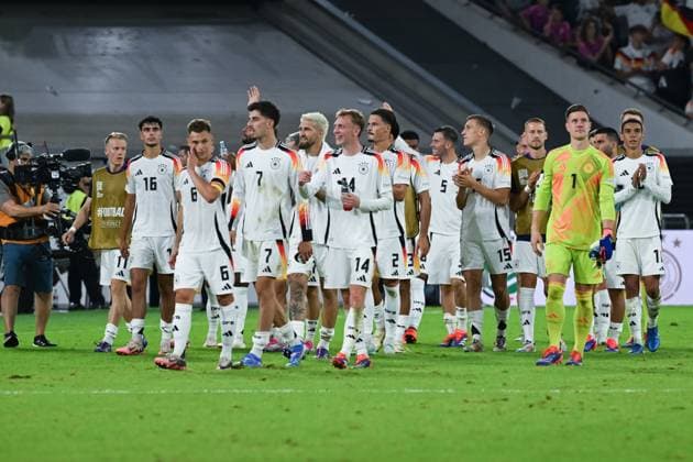 07 09 2024, xsltx, Football UEFA Nations League 2024, Germany Hungary emspor, v l Joy in the German team after the 5 0 against Hungary DFL DFB REGULATIONS PROHIBIT ANY USE OF PHOTOGRAPHS as IMAGE SEQUENCES and or QUASI VIDEO