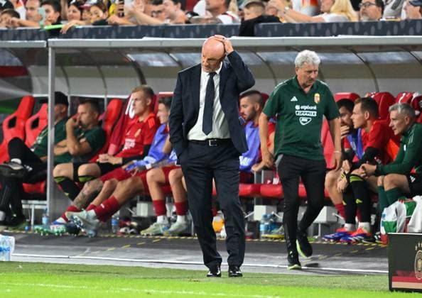 07 09 2024, xsltx, Football UEFA Nations League 2024, Germany Hungary emspor, v l Marco Rossi coach national team Hungary with a worried face already in the first half DFL DFB REGULATIONS PROHIBIT ANY USE OF PHOTOGRAPHS as IMAGE SEQUENCES and or QUASI VIDEO