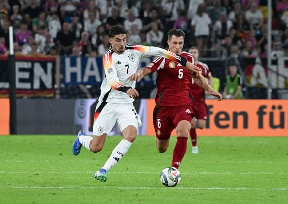 07 09 2024, xsltx, Football UEFA Nations League 2024, Germany Hungary emspor, v l Kai Havertz German National Team , Willi Orban National Team Hungary DFL DFB REGULATIONS PROHIBIT ANY USE OF PHOTOGRAPHS as IMAGE SEQUENCES and or QUASI VIDEO
