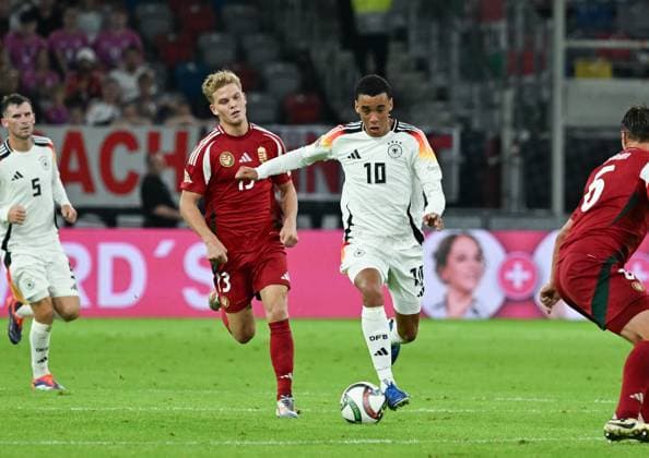 07 09 2024, xsltx, Football UEFA Nations League 2024, Germany Hungary emspor, v l Andras Schäfer Nationalmannschaft Ungarn , Jamal Musiala Deutsche Nationalmannschaft DFL DFB REGULATIONS PROHIBIT ANY USE OF PHOTOGRAPHS as IMAGE SEQUENCES and or QUASI VIDEO