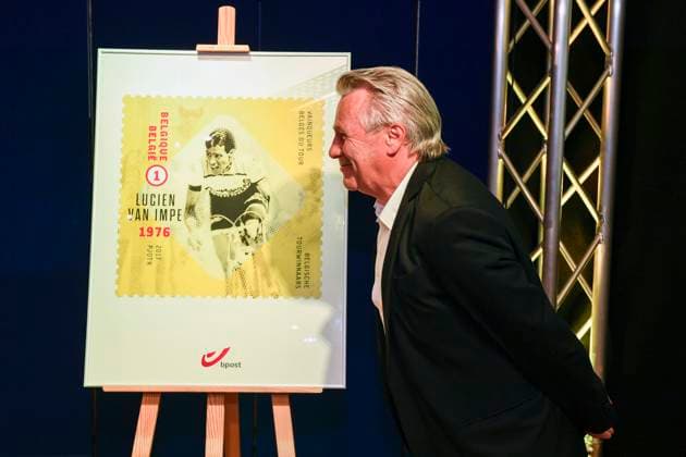 NEW STAMPS BELGIAN TOUR WINNERS Pc Eddy Merckx en Lucien Van Impe onthullen hun eigen postzegel van bpost met Eddy Merckx, Lucien Van Impe en CEO Koen Van Gerven - Cp Eddy Merckx et Lucien Van Impe dévoilent leur propre timbre-poste de bpost avec Eddy Merckx, Lucien Van Impe et le CEO Koen Van Gerven 07 06 2017 pict. TG Photo News MECHELEN Belgium  Copyright: xTgx ASS PN BELGIË KLEURT GEEL POSTZEGELS MET EDDY MERCKX EN LUCIEN V