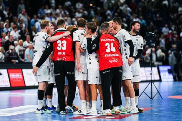 THW Kiel jubilant after victory end of match GER, THW Kiel vs Frisch Auf Goeppingen, Handball, Bundesliga, Matchday, 2, Season 2024 2025, 12 09 2024 GER, THW Kiel vs Frisch Auf Goeppingen, Handball, Bundesliga, Matchday, 2, Season 2024 2025, 12 09 2024 Kiel Copyright: xEibner-Pressefoto MarcelxvonxFehrnx EP_MFN