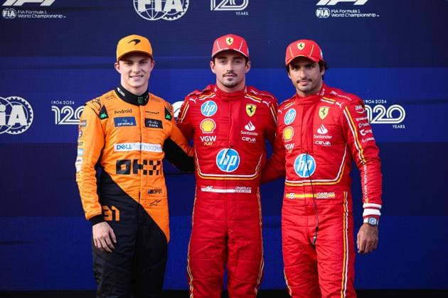 Bilder des Jahres 2024, Sport 09 September Sport Themen der Woche KW37 Sport Bilder des Tages PIASTRI Oscar (aus), McLaren F1 Team MCL38, portrait, LECLERC Charles (mco), Scuderia Ferrari SF-24, portrait, SAINZ Carlos (spa), Scuderia Ferrari SF-24, portrait during the Formula 1 Azerbaijan Grand Prix 2024, 17th round of the 2024 Formula One World Championship, WM, Weltmeisterschaft from September 13 to 15, 2024 on the Baku City Circuit, in Baku, Azerbaijan - F1 - AZERBAIJAN GRAND PRIX 2024 DPPI Panoramic 240914_R17_AZERBAIJAN_DP_EA026219