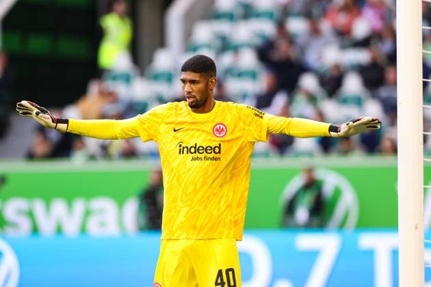Goalkeeper Kaua Santos Eintracht Frankfurt,40 1 Soccer Bundesliga Season 2024 2025 Point Match VfL Wolfsburg vs Eintracht Frankfurt at the Volkswagen Arena in Wolfsburg Single Image,Action,Soccer,Germany,Man,Men,14 09 2024