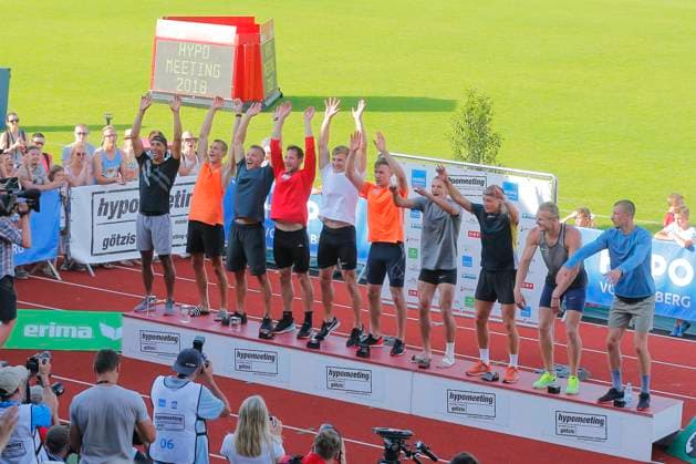 Athletics: Hypomeeting Gotzis 2018 GOTZIS, AUSTRIA - MAY 27 : winner of the decathlon Damian Warner of Canada with the other men pictured at the Hypo meeting Gotzis 2018 during the podium ceremony at the Mosle stadion on May 27, 2018 in Gotzis, Austria, 27 05 18 Gotzis Austria  Copyright: xJanxDexMeuleneirx 10716333-302
