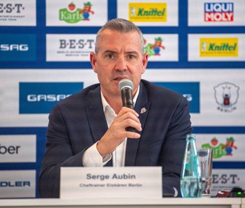 Ice hockey, men, season 2024 2025, Eisbären Berlin, season opening press conference, in the picture coach Serge Aubin, 18 09 2024, Copyright: xSebastianxRäppold MatthiasxKochx
