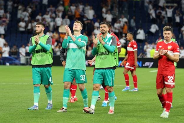 17 09 24 Real Madrid VfB Stuttgart Spain, Madrid, 17 09 2024, Football, UEFA Champions League, Real Madrid VfB Stuttgart f l Dennis Seimen, Alexander Nübel, Fabian Bredlow all VfB Stuttgart