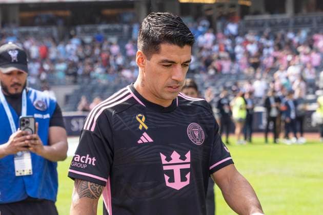September 21, 2024, New York, New York, United States: Luis Suarez (9) of Inter Miami CF enter stadium before regular MLS, Fussball Herren, USA season match against NYCFC at Yankee stadium in New York on September 21, 2024. Game ended in draw 1 - 1 New York United States - ZUMAr339 20240921_znp_r339_012 Copyright: xLevxRadinx