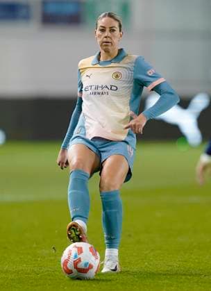 Manchester, England, 26th September 2024. Alanna Kennedy of Manchester City during the UEFA Womens Champions League match at the Academy Stadium, Manchester. Picture credit should read: Andrew Yates Sportimage EDITORIAL USE ONLY. No use with unauthorised audio, video, data, fixture lists, club league logos or live services. Online in-match use limited to 120 images, no video emulation. No use in betting, games or single club league player publications. SPI-3335-0050