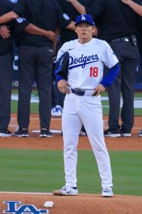 October 5, 2024, Los Angeles, California, USA: Starting pitcher, Yoshinobu Yamamoto 18 takes the mound to warm up for their NLDS Game 1 against the San Diego Padres on Saturday October 5, 2024 at Dodger Stadium in Los Angeles, California in preparation to face the San Diego Padres JAVIER ROJAS PI Los Angeles USA - ZUMAp124 20241005_zaa_p124_024 Copyright: xJavierxRojasx