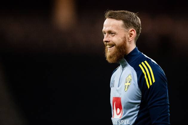241007 Goalkeeper Viktor Johansson of the Swedish men s football national team at a training session on October 7, 2024 in Stockholm Photo Sara Damne BILDBYRAN code SD JZ0574 fotboll football soccer fotball nations league träning practice training sverige sweden sverige a bbeng Copyright: SARAxDAMNE BB241007SD016