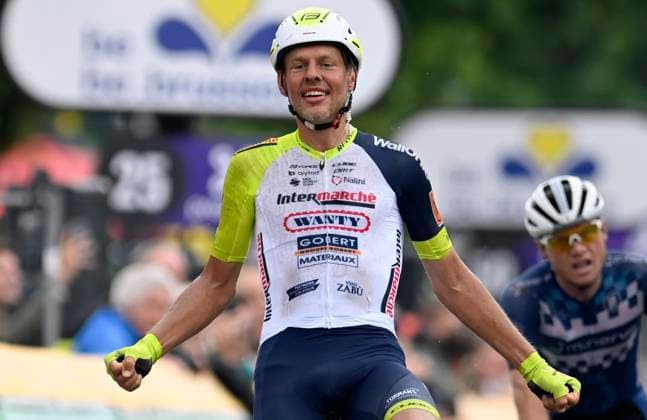 Brussels Cycling Classic 2022 Cycling Race BRUSSELS, BELGIUM - JUNE 05 : Van Der Hoorn Taco (NED) of Intermarche - Wanty - Gobert Materiaux celebrates the win during the Flanders Classics 10th Brussels Cycling Classic cycling race with start and finish in Brussels on June 05, 2022 in Brussels, Belgium, 5 06 2022 Brussels Belgium  Copyright: xNicoxVereeckenx 10983689-091
