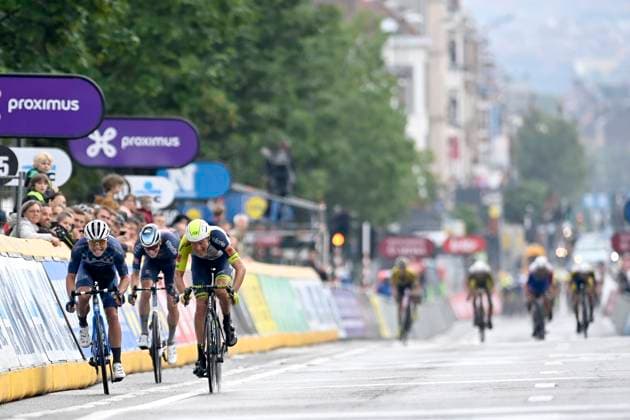 Brussels Cycling Classic 2022 Cycling Race BRUSSELS, BELGIUM - JUNE 05 : Van Der Hoorn Taco (NED) of Intermarche - Wanty - Gobert Materiaux winning in front of Willems Thimo (BEL) of Minerva Cycling and Bayer Tobias (AUT) of Alpecin-Fenix the Flanders Classics 10th Brussels Cycling Classic cycling race with start and finish in Brussels on June 05, 2022 in Brussels, Belgium, 5 06 2022 Brussels Belgium  Copyright: xNicoxVereeckenx 10983689-108