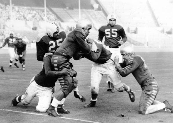 November 28, 1953: London, England, United Kingdom: The U.S. Air Forces in Europe Football Championship Final, took place today at Wembley, between the London Rockets, United Kingdom Champions and Landstuhl Raiders, Continental Champions. London United Kingdom - ZUMAk09_ 19531128_jtc_k09_748 Copyright: xKeystonexPressxAgencyx