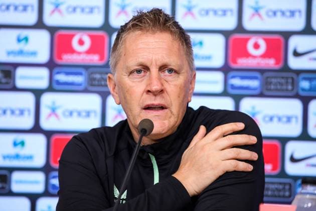 Republic of Ireland press conference, PK, Pressekonferenz Georgios Karaiskakis Stadium, Athens, Greece 12 10 2024 Head Coach Heimir Hallgrimsson Heimir Hallgrimsson 12 10 2024  Copyright: x INPHO InTime DimitrisxBirntachasx BHX_9688