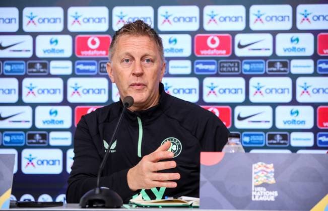 Republic of Ireland press conference, PK, Pressekonferenz Georgios Karaiskakis Stadium, Athens, Greece 12 10 2024 Head Coach Heimir Hallgrimsson Heimir Hallgrimsson 12 10 2024  Copyright: x INPHO InTime DimitrisxBirntachasx BHX_9727