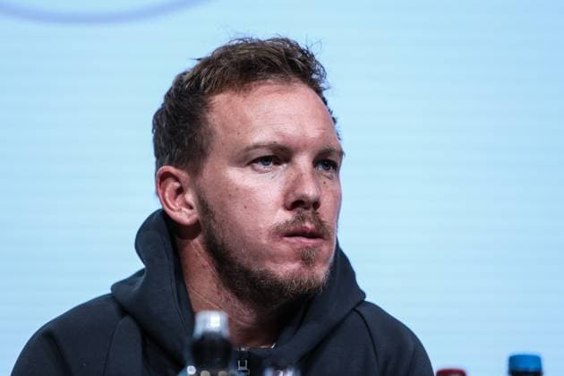 Sport, Football, UEFA Nations League Season 2024 2025 Group A3 Matchday 4 Final press conference Germany before the match against the Netherlands 13 10 2024, Allianz Arena Munich Julian Nagelsmann Coach Germany Munich Allianz Arena Bayern Germany