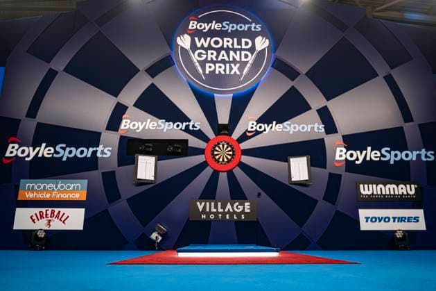 13th October 2024, Mattioli Arena, Leicester, England; 2024 PDC BoyleSports World Grand Prix Darts Final; A view of the stage showing the oche ActionPlus12703064 GodfreyxPitt Content restricted for UK based newspaper