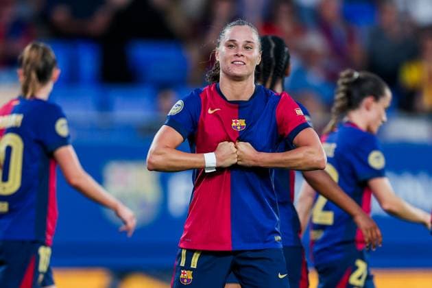 Bilder des Jahres 2024, Sport 10 Oktober Sport Bilder des Tages Barcelona, Spain, October 13th 2024: Ewa Pajor (17 FC Barcelona, Barca celebrates after scoring during the Liga F football match between FC Barcelona and RCD Espanyol at the Johan Cruyff Stadium in Barcelona, Spain (Judit Cartiel SPP) Copyright: xJuditxCartielx xSPPx spp-en-JuCaSp-JUCA2483
