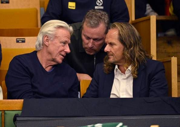 STOCKHOLM, SWEDEN 20241015 Björn Borg and Jan Ove Waldner J O Waldner looks on as Leo Borg meets Alexander Müller, France in the Nordic Open at the Royal Tennis Hall STOCKHOLM SWEDEN x10060x  Copyright: xHenrikxMontgomery TTx NORDIC OPEN TENNIS 2024