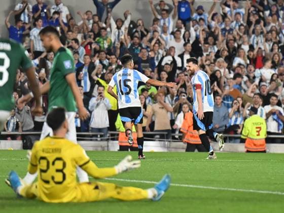 BUENOS AIRES, ARGENTINA - OCTOBER 15: Lionel Messi of Argentina celebrating after scoring the fitth goal of his team during a match between Argentina Vs Bolivia as part of World Cup 2026 Qualifiers at Estadio Mas Monumental on October 15, 2024 in BuenosAires, Argentina. Buenos Aires Buenos Aires Argentina Copyright: xIMAGOx xPhotoCero5x xLucianoxBisbalxPhotoCero5x