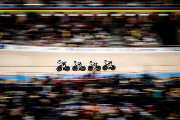 Franziska Brausse, Lisa Klein, Mieke Kroger and Laura Sussemilch from Germany during the first round of the women s 4000 meter team pursuit on the second day of the World Championship in track cycling in Ballerup Super Arena Thursday, October 17, 2024 , Ballerup Denmark  Copyright: RitzauxScanpix MadsxClausxRasmussenx spdk20241017-191316-L