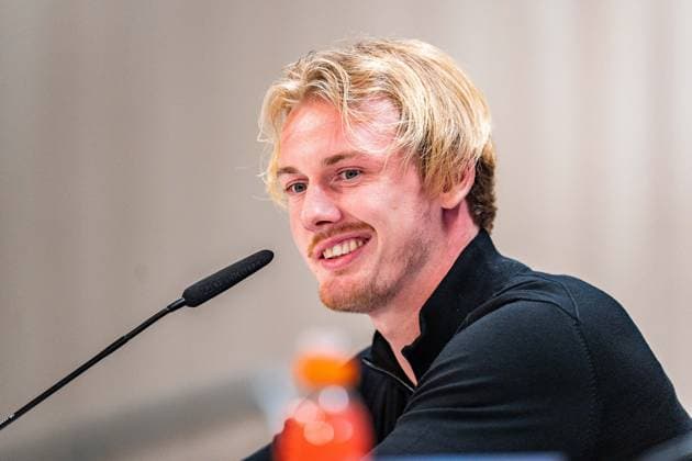 21 10 2024, Press conference before Real Madrid vs Borussia Dortmund, UEFA Champions League, Matchday 3 Nuri Sahin and Julian Brandt at the Borussia Dortmund press conference Copyright: xBahhoxKarax