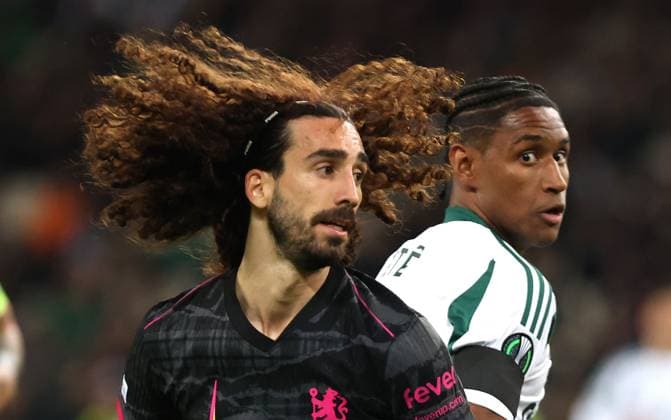 Bilder des Jahres 2024, Sport 10 Oktober Sport Themen der Woche KW43 Marc Cucurella of Chelsea and Tetê of Panathinaikos Panathinaikos v Chelsea, UEFA Conference League, Group Stage, Football, Athens Olympic Stadium, Athens, Greece, 24 Oct 2024 EDITORIAL USE ONLY No use with unauthorised audio, video, data, fixture lists, club league logos or live services. Online in-match use limited to 120 images, no video emulation. No use in betting, games or single club league player publications. Copyright: xCostasxBaltas Shutterstockx 14801662bd