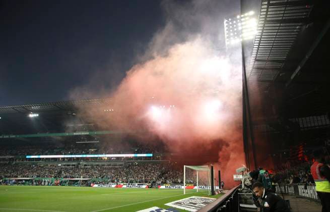 Photo Fireworks of the Leverkusen fans Soccer 1 Bundesliga on Sat 26 10 2024 Werder Bremen Bayer 04 Leverkusen 2 2