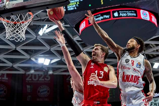 German Basketball Bundesliga BBL , FC Bayern Munich Basketball vs Würzburg Baskets, Munich FC Bayern Basketball, Würzburg Baskets, 2024 10 27 in Munich BMW Park OBST Andreas FC Bayern Basketball FCBB13SG sportworld Munich BMW Park Bayern Germany