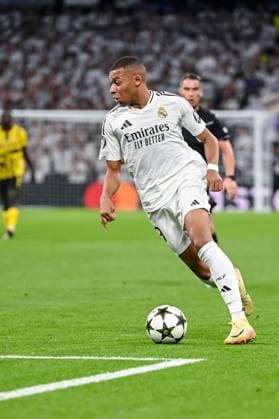 Kylian Mbappe Real Madrid CF controls the Ball during the UEFA Champions League 2024 25 League Phase MD3 match between Real Madrid C F and Borussia Dortmund at Estadio Santiago BernabÃ u on October 22, 2024 in Madrid, Spain not used in POL SRB CRO FRA GBR NED ITA USA Defodi 541 REABVB20241022 189 Defodi-541 not used in POL SRB CRO FRA GBR NED ITA USA