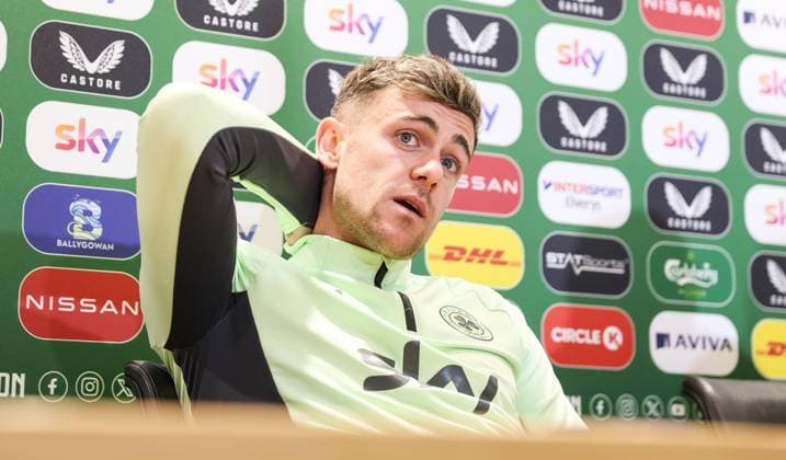Republic of Ireland press conference, PK, Pressekonferenz FAI National Training Centre, Dublin 11 11 2024 Sammie Szmodics Sammie Szmodics 11 11 2024  Copyright: x INPHO NickxElliottx EB9A8584