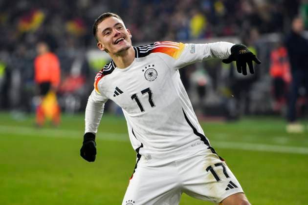 Florian Wirtz Germany 17 celebrates after scoring 4 0 16 11 2024 Football UEFA Nations League Germany vs Bosnia and Herzegovina, Europa Park Stadion, Freiburg, Baden Württemberg Germany Copyright: xpepphotox xHorstxMauelshagenx pep00321, pep_20241116_hm_2102