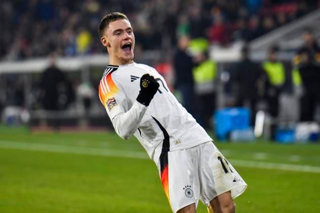 Florian Wirtz Germany 17 celebrates after scoring 4 0 16 11 2024 Football UEFA Nations League Germany vs Bosnia and Herzegovina, Europa Park Stadion, Freiburg, Baden Württemberg Germany Copyright: xpepphotox xHorstxMauelshagenx pep00321, pep_20241116_hm_2103