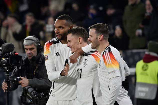 Florian Wirtz Germany 17 celebrates after scoring 4 0 with Jonathan Tah Germany 4 16 11 2024 Football UEFA Nations League Germany vs Bosnia and Herzegovina, Europa Park Stadion, Freiburg, Baden Württemberg Germany Copyright: xpepphotox xHorstxMauelshagenx pep00321, pep_20241116_hm_2122