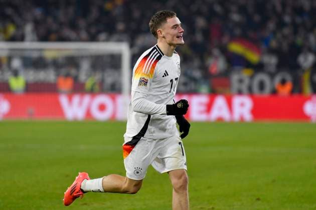 Florian Wirtz Germany 17 celebrates after scoring 4 0 16 11 2024 Football UEFA Nations League Germany vs Bosnia and Herzegovina, Europa Park Stadion, Freiburg, Baden Württemberg Germany Copyright: xpepphotox xHorstxMauelshagenx pep00321, pep_20241116_hm_2083