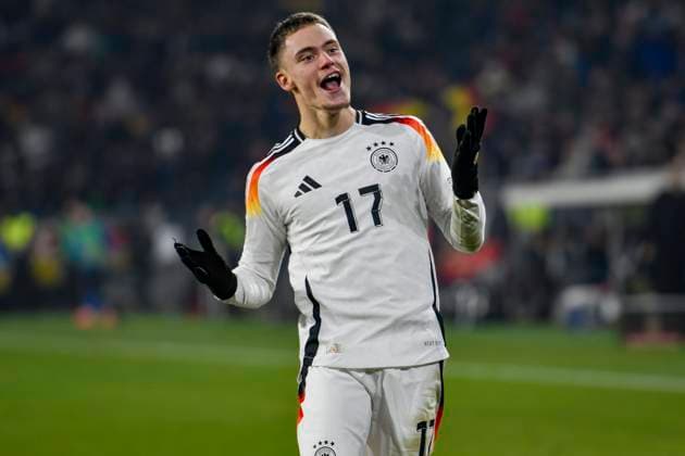 Florian Wirtz Germany 17 celebrates after scoring 4 0 16 11 2024 Football UEFA Nations League Germany vs Bosnia and Herzegovina, Europa Park Stadion, Freiburg, Baden Württemberg Germany Copyright: xpepphotox xHorstxMauelshagenx pep00321, pep_20241116_hm_2099