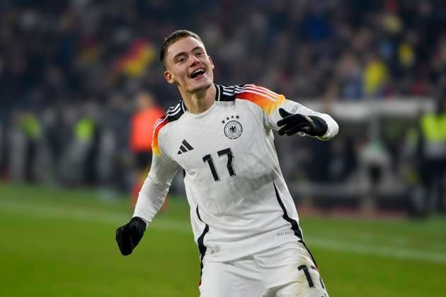Florian Wirtz Germany 17 celebrates after scoring 4 0 16 11 2024 Football UEFA Nations League Germany vs Bosnia and Herzegovina, Europa Park Stadion, Freiburg, Baden Württemberg Germany Copyright: xpepphotox xHorstxMauelshagenx pep00321, pep_20241116_hm_2101