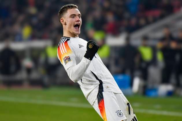 Florian Wirtz Germany 17 celebrates after scoring 4 0 16 11 2024 Football UEFA Nations League Germany vs Bosnia and Herzegovina, Europa Park Stadion, Freiburg, Baden Württemberg Germany Copyright: xpepphotox xHorstxMauelshagenx pep00321, pep_20241116_hm_2104