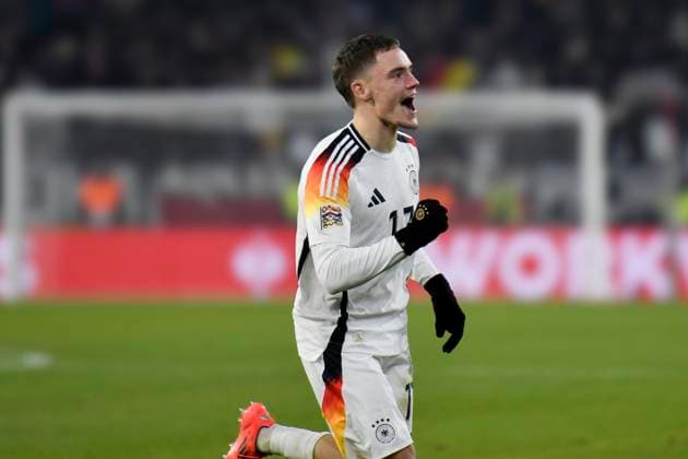 Florian Wirtz Germany 17 celebrates after scoring 4 0 16 11 2024 Football UEFA Nations League Germany vs Bosnia and Herzegovina, Europa Park Stadion, Freiburg, Baden Württemberg Germany Copyright: xpepphotox xHorstxMauelshagenx pep00321, pep_20241116_hm_2080