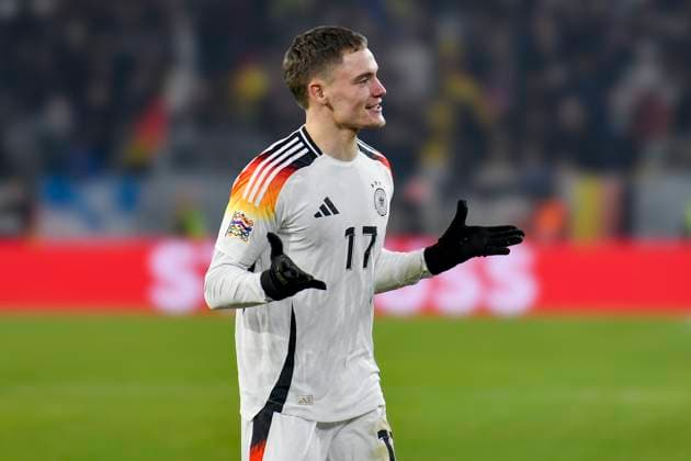Florian Wirtz Germany 17 celebrates after scoring 4 0 16 11 2024 Football UEFA Nations League Germany vs Bosnia and Herzegovina, Europa Park Stadion, Freiburg, Baden Württemberg Germany Copyright: xpepphotox xHorstxMauelshagenx pep00321, pep_20241116_hm_2088