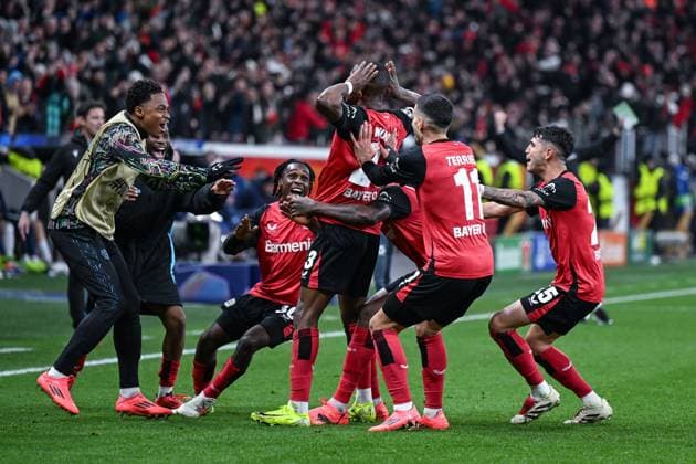 10 12 2024, Football, Champions League, Matchday 6, Season 2024 2025, Bayer 04 Leverkusen Inter Milan, Nordi Mukiele Bayer Leverkusen celebrates the 1-0 goal with the team xRHR PHOTO TKx Copyright: RHR-FOTOx RHR-FOTO TK