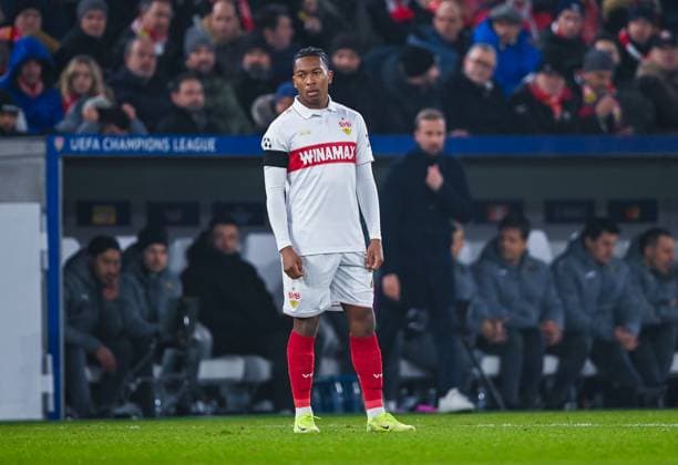 Jarzinho Malanga VfB Stuttgart looks on during the UEFA Champions League 2024 25 League Phase MD6 match between VfB Stuttgart and BSC Young Boys at MHPArena on December 11, 2024 in Stuttgart, Germany Photo by Silas Schueller DeFodi Images Defodi 738 738 VFBYBB 20241211 559 Defodi-738